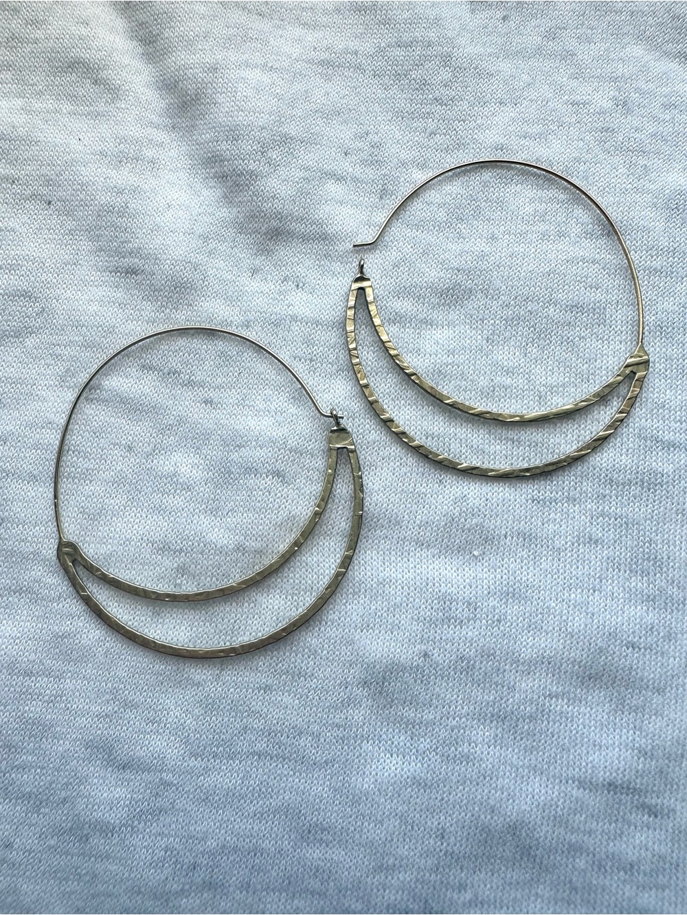 Gold Double-Arc Hoop Earrings - Women Jewelry